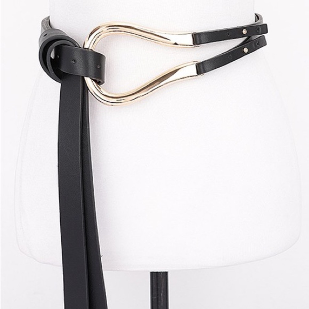 Brown/Gold Double Loop Camel Belt - Picture 3 of 4